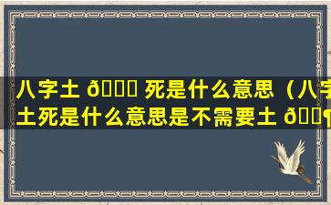 八字土 💐 死是什么意思（八字土死是什么意思是不需要土 🐶 了吗）